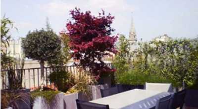 Aménagement paysager d'une terrasse avec vue à Bruxelles