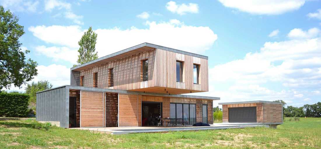 Maison contemporaine écologique en bois et béton dans l'agglomération bruxelloise
