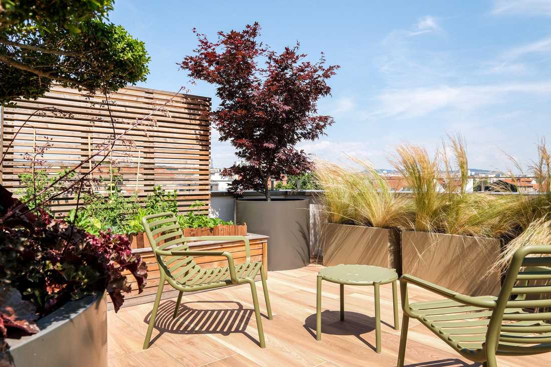 Salon extérieur Nardi Doga Relax sur une terrasse - Création d'un jardinier paysagiste