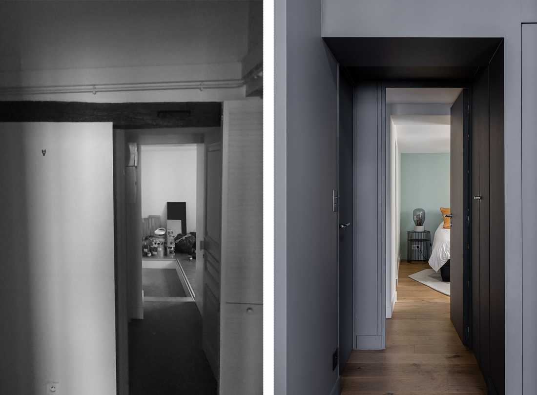 Avant-Après : rénovation de l'entrée de l'appartement à Bruxelles